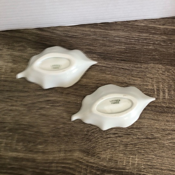 Vtg Limoges France Leaf Shaped Trinket Dishes - Picture 3 of 11
